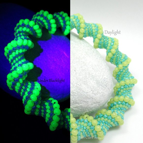 Uranium Glass Cellini Bangle Bracelet - Picture 3 of 11